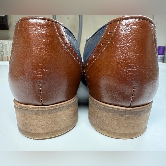 Julia Bo Women’s Brown and Blue Leather Oxford Laceless Shoes Size 36 - Picture 3 of 8